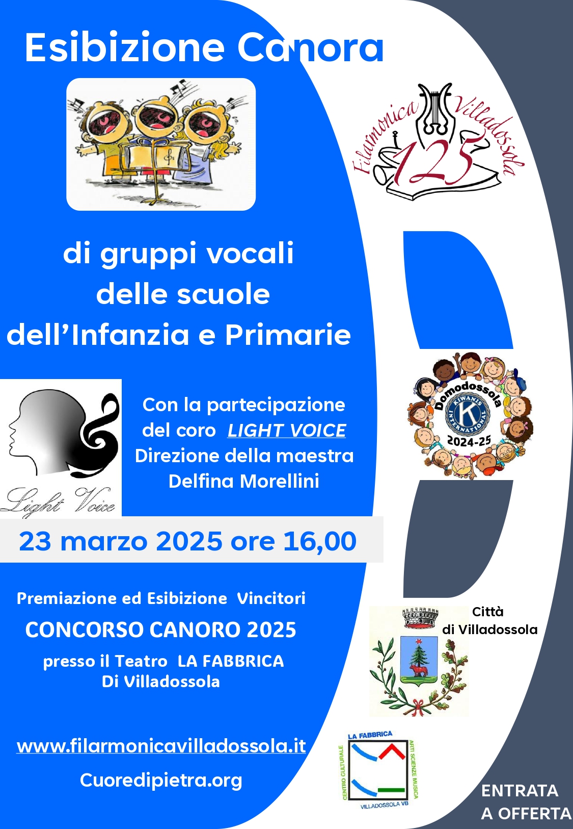 Esibizione canora di gruppi vocali delle scuole dell'infanzia e primarie 23 marzo ore 16