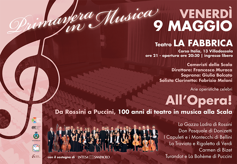 Venerdì 9 maggio 2025 alle ore 21 al Teatro La Fabbrica concerto dei Cameristi della Scala