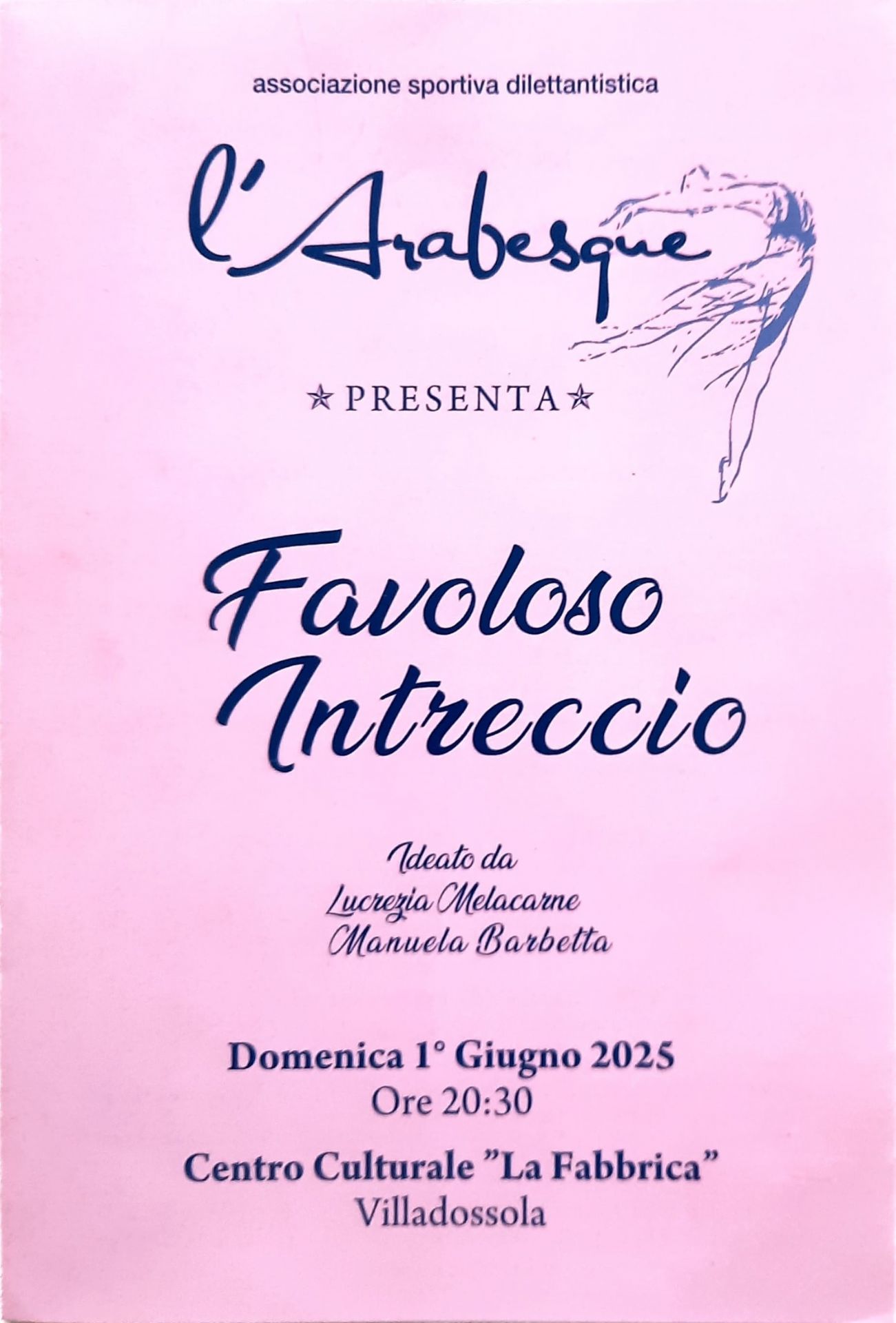 ads l'arabesque domenica 1° giugno 20:30 a La Fabbrica di Villadossola