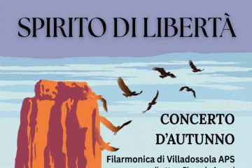 promontorio con stormo di uccelli e dati dell'evento