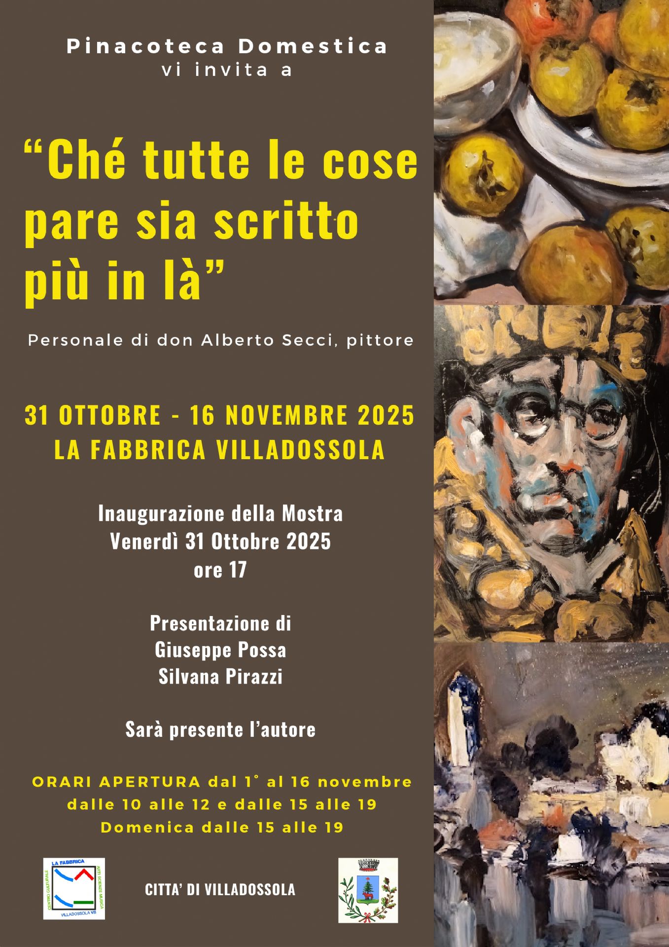 Quadri della mostra su sfondo scuro