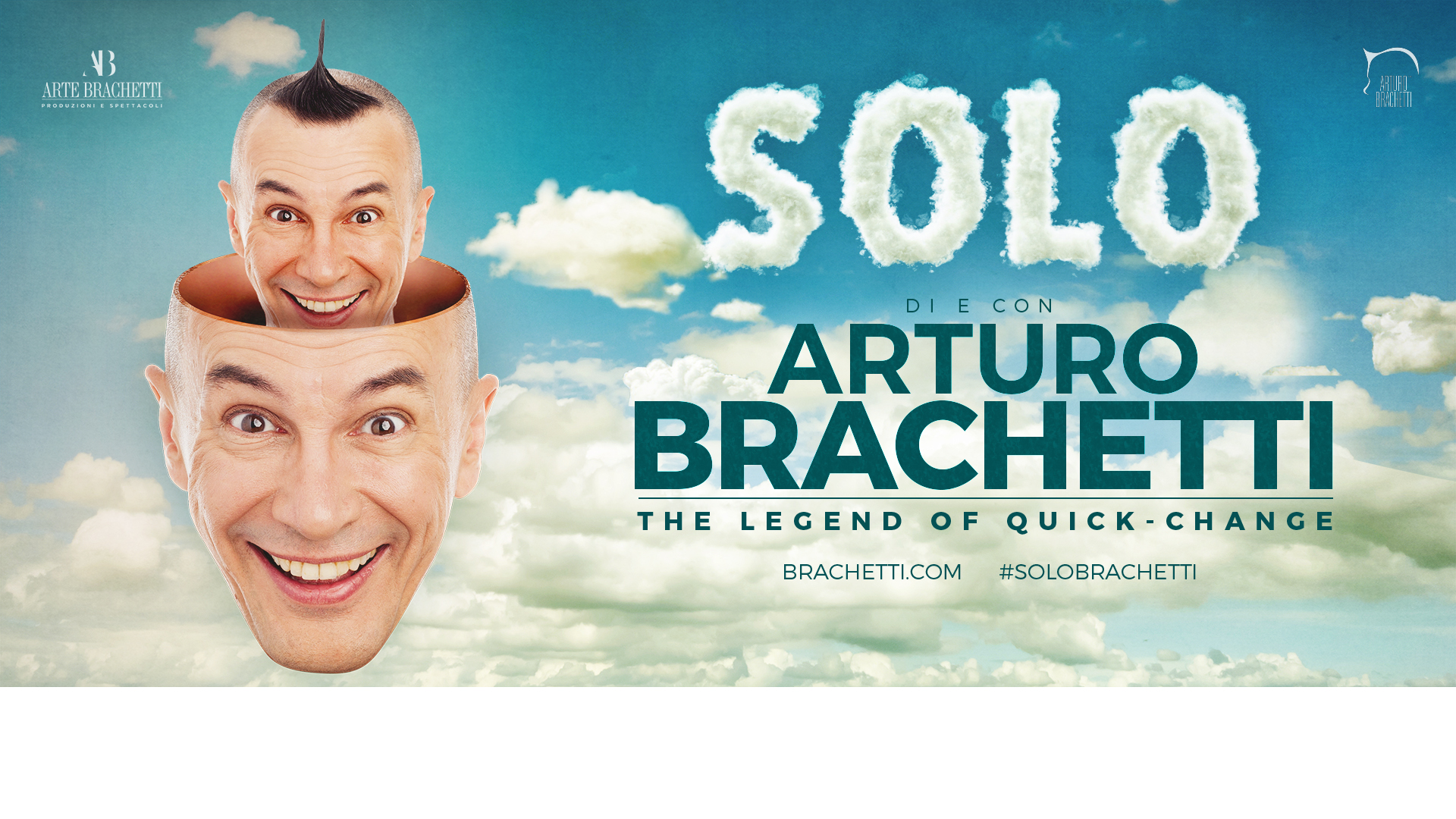 volto di Brachetti tra le nuvole ripetuto a matrioska