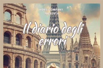 locadina di diario degli errori donna di spalle con valigia evolti degli attori della compagnia kokos