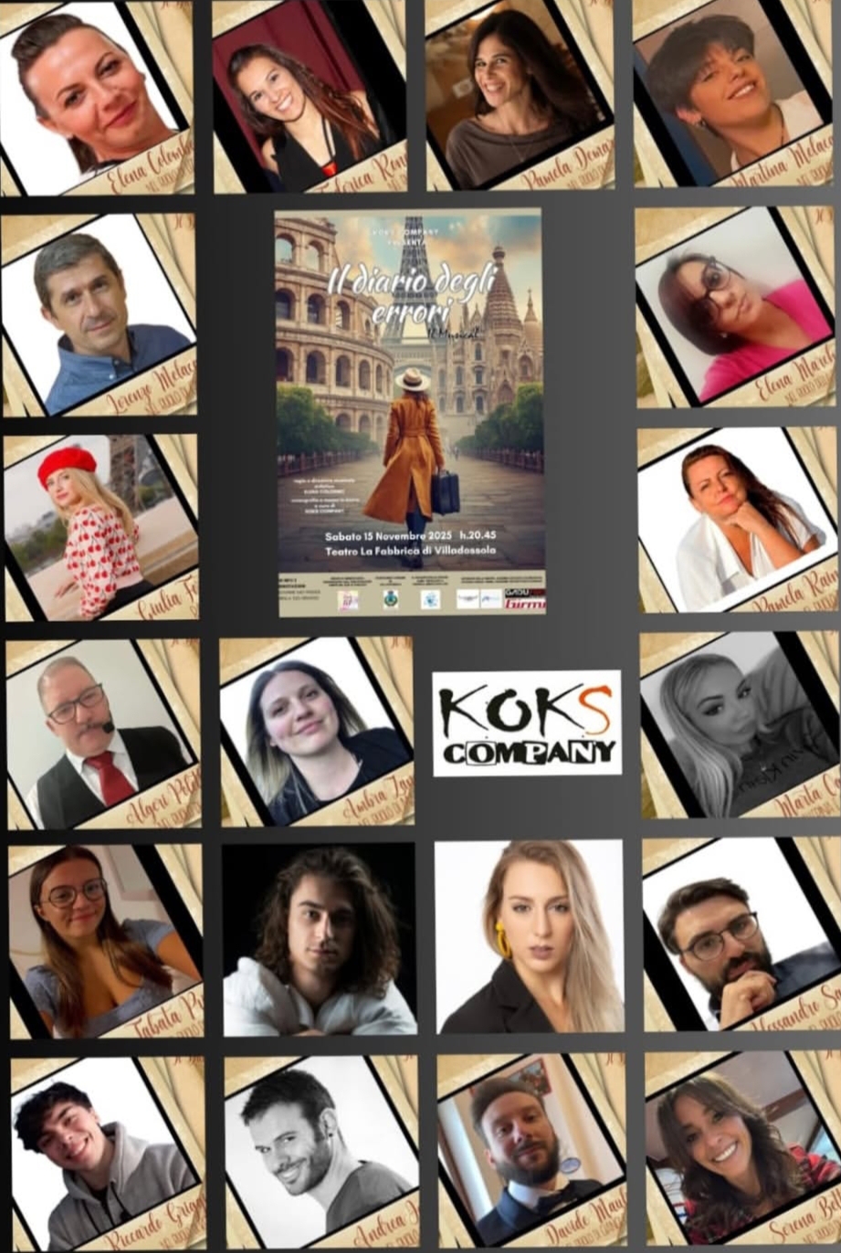 locadina di diario degli errori donna di spalle con valigia evolti degli attori della compagnia kokos