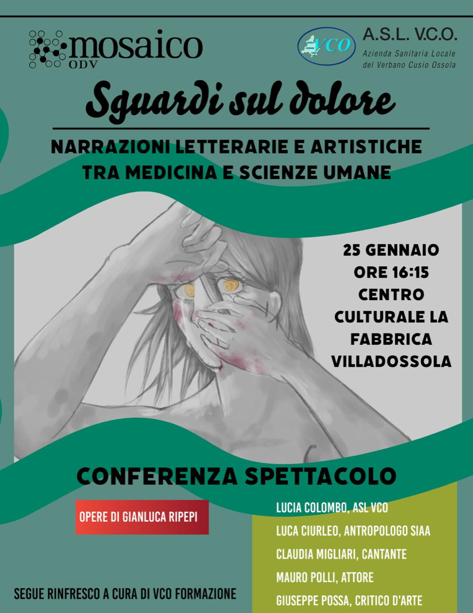 Volto di donna grigio con sfondo verde