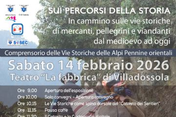 uomo e asino di spalle percorrono un sentiero di montagna