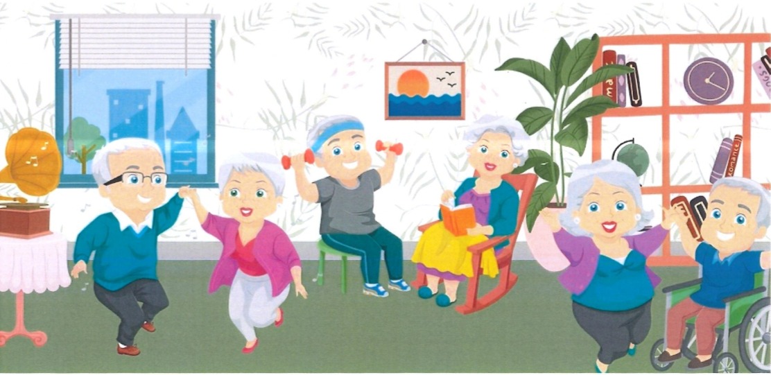 persone dai capelli grici che ballano, leggono e fannno attività fisica