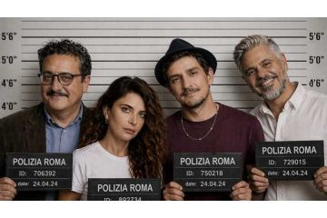 I protagonisti in stato di fermo posano per la fotografia presso la posizia di Roma